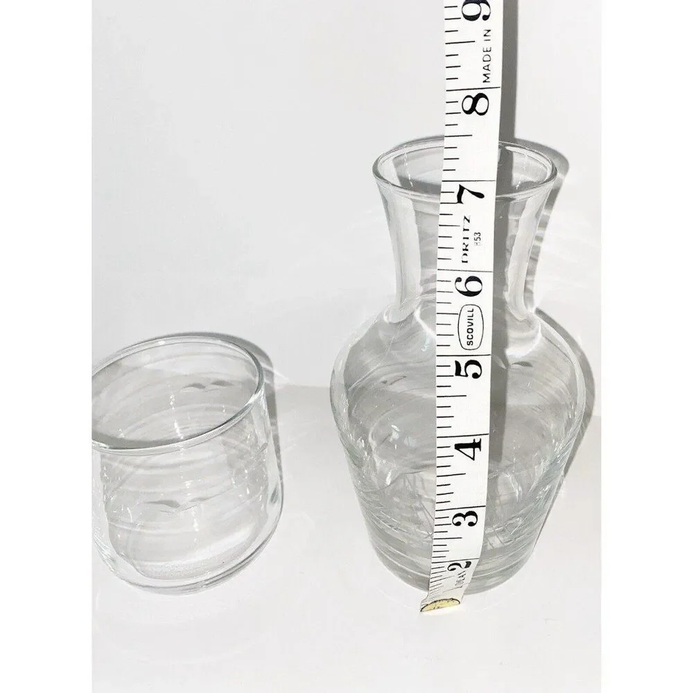 Bedside Water Carafe With Glass -Boat Etchings